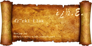 Árki Elek névjegykártya